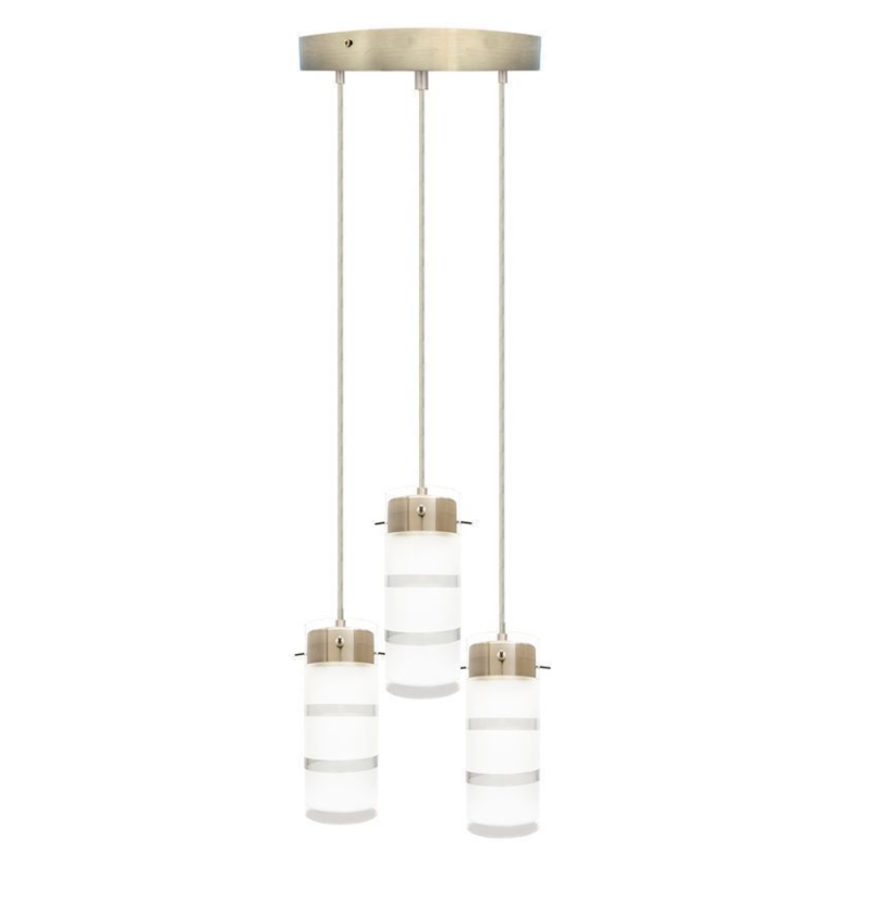 36W INTEGRATED TRIPLE ROUND CANOPY LED PENDANT LIGHT 5MCT BRUSHED NICKEL FINISH
