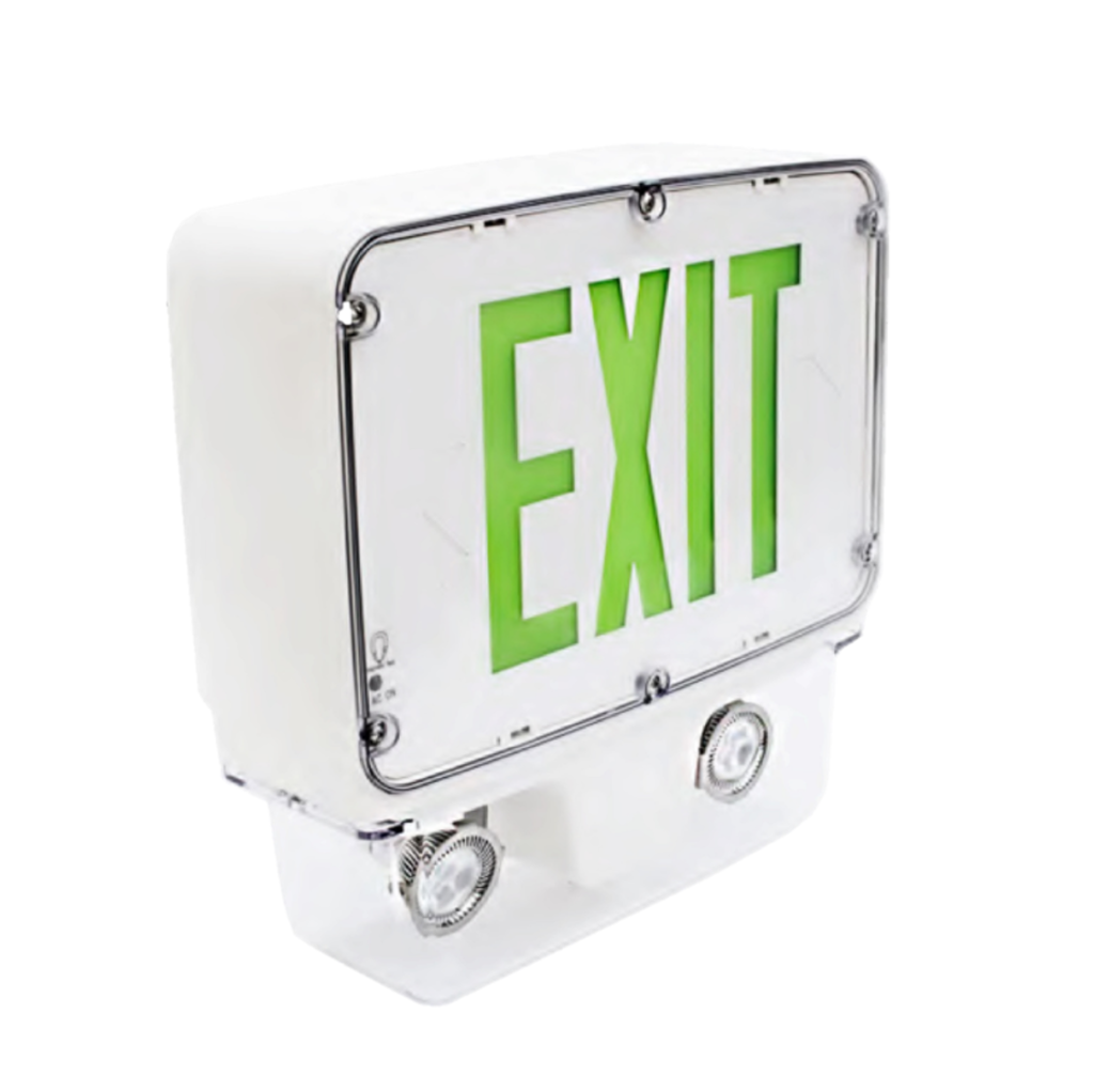 28W NEMA 4X RATED LED COMBINATION EXIT SIGN & EMERGENCY ONE FACEPLATE ...